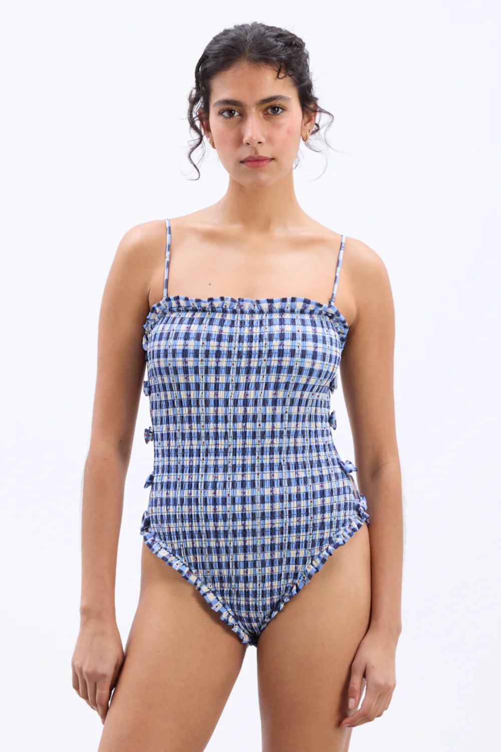 Load image into Gallery viewer, Betty Swimsuit Blue Margot Gingham
