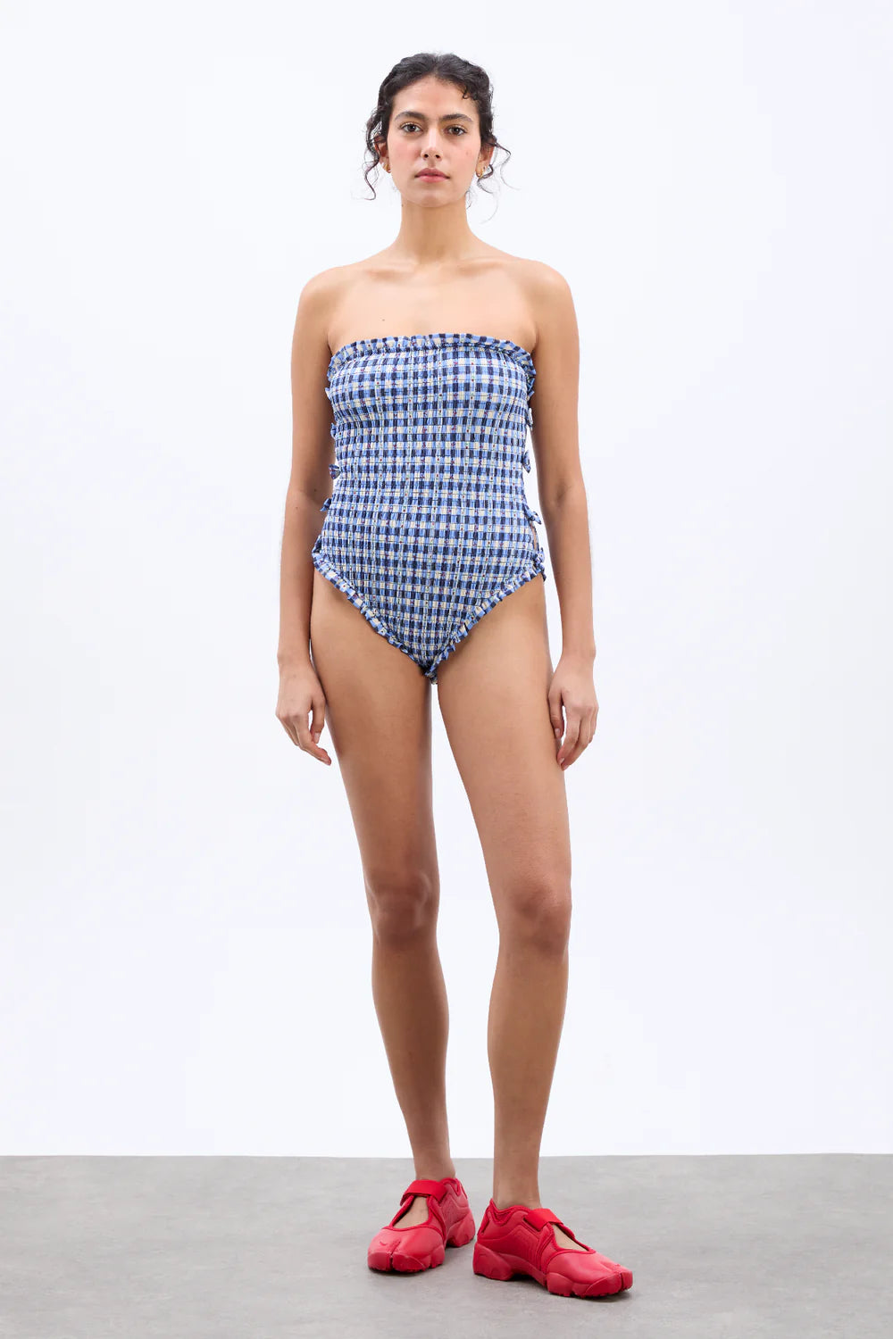 Load image into Gallery viewer, Betty Swimsuit Blue Margot Gingham
