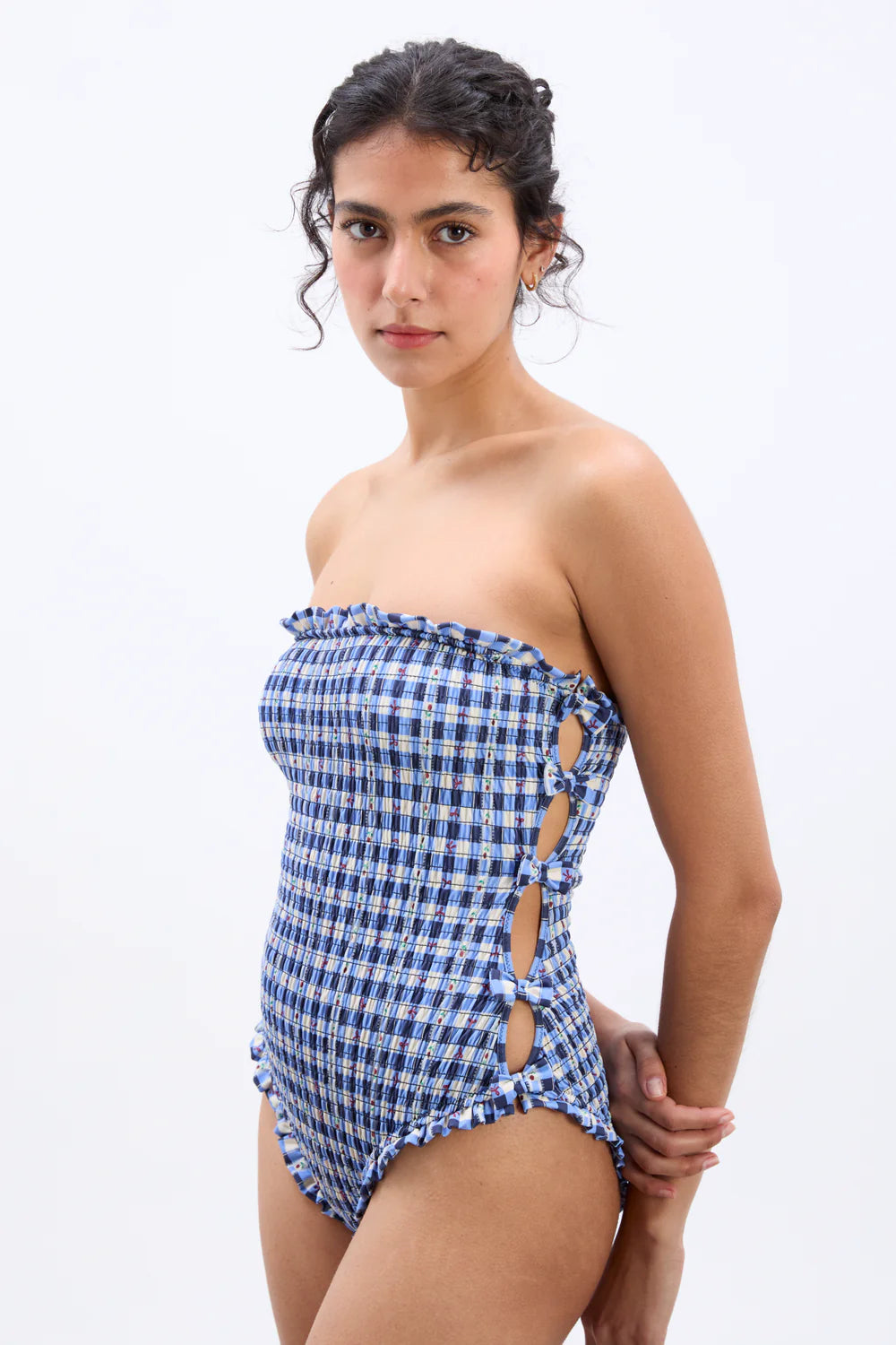 Load image into Gallery viewer, Betty Swimsuit Blue Margot Gingham
