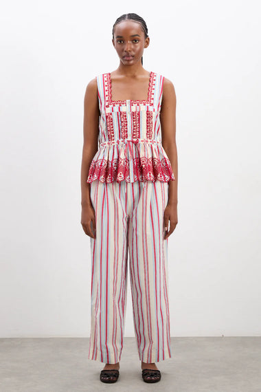 Amaya Blouse Butter Cherry Stripe