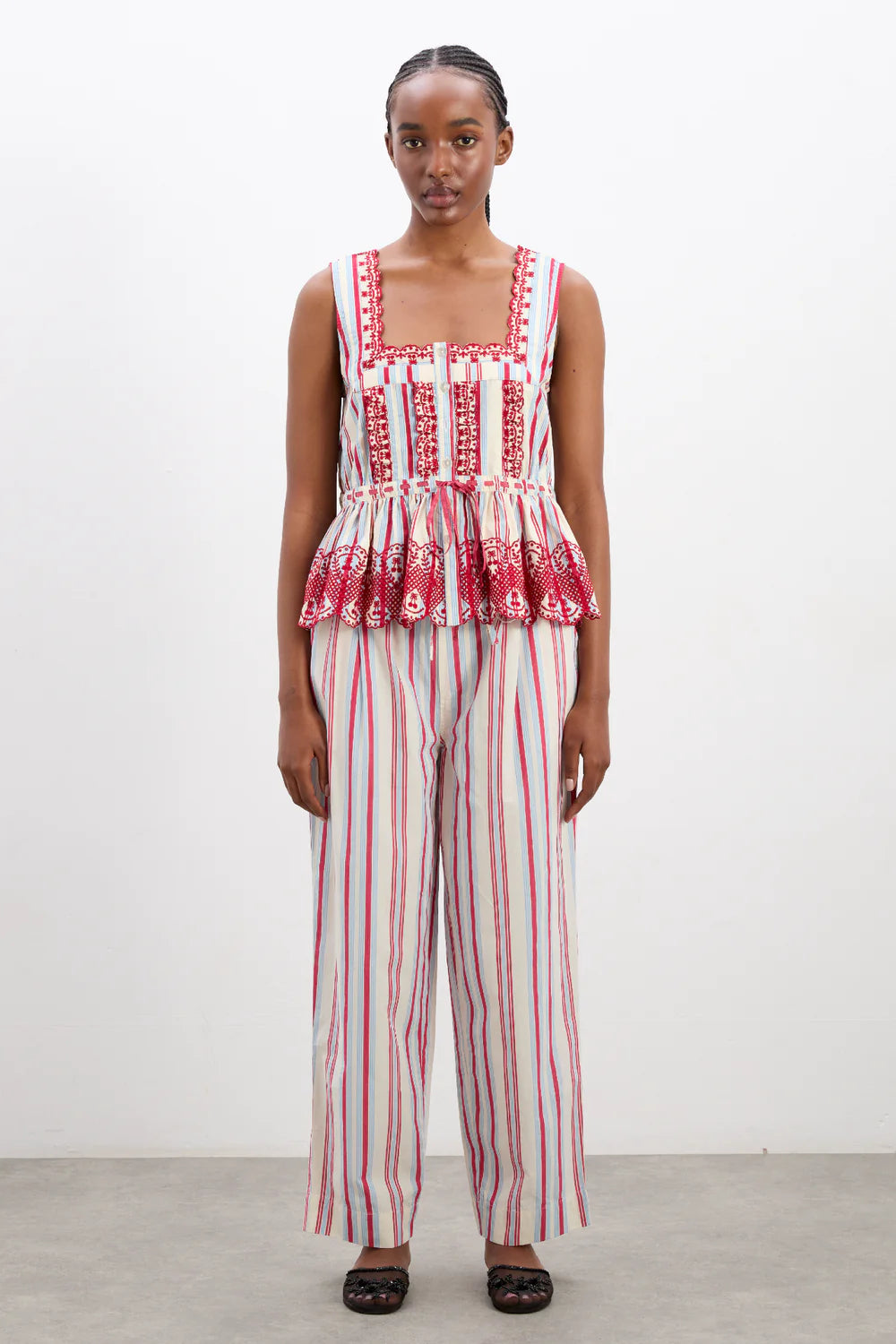 Load image into Gallery viewer, Amaya Blouse Butter Cherry Stripe
