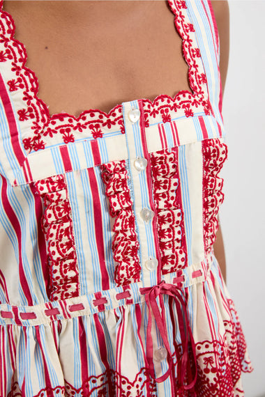 Amaya Blouse Butter Cherry Stripe