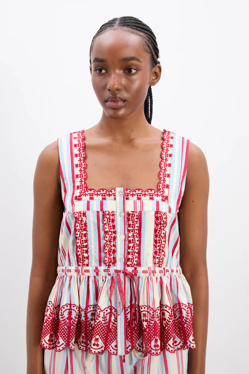 Load image into Gallery viewer, Amaya Blouse Butter Cherry Stripe
