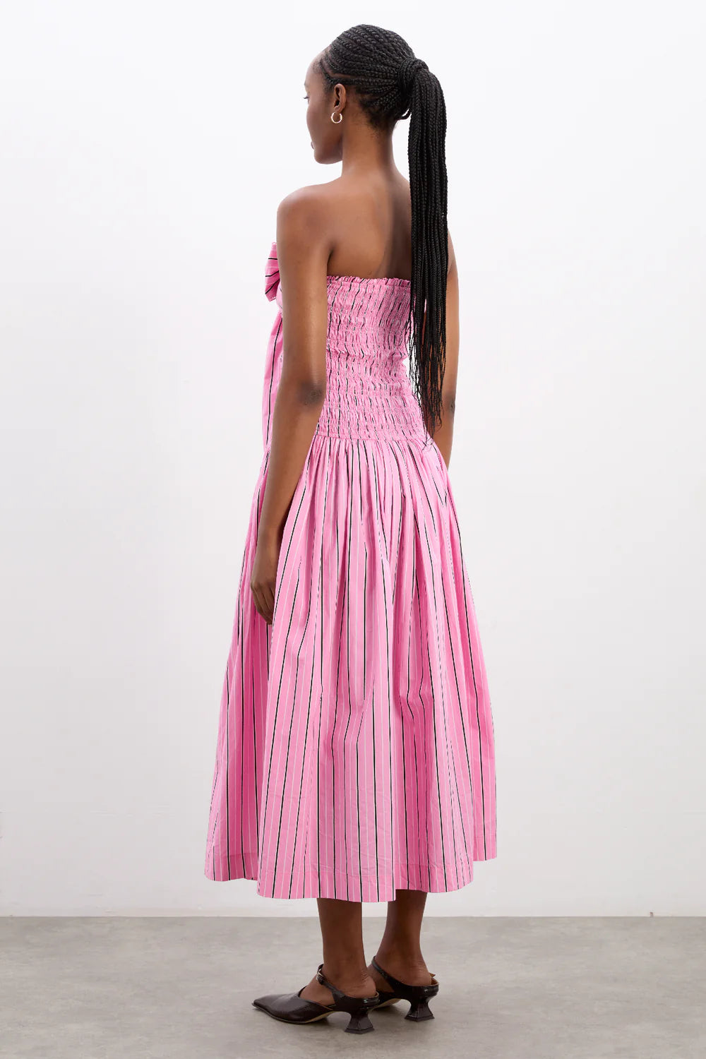 Load image into Gallery viewer, Mia Midi Dress Pink Stripes
