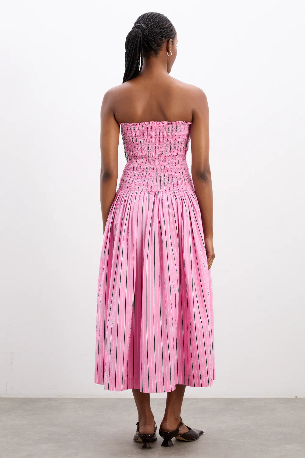 Load image into Gallery viewer, Mia Midi Dress Pink Stripes
