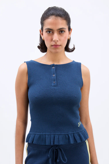 Hattie Waffle Cami Navy/Yellow