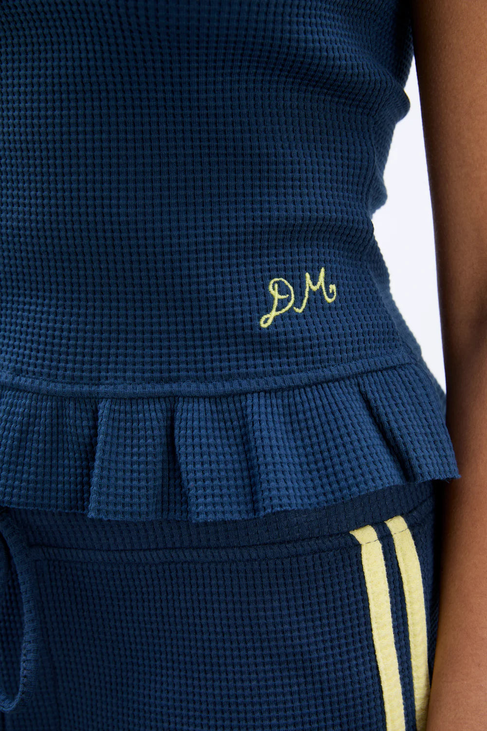 Load image into Gallery viewer, Hattie Waffle Cami Navy/Yellow

