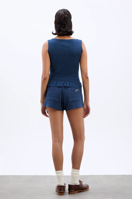 Load image into Gallery viewer, Pippa Waffle Short Navy/Yellow
