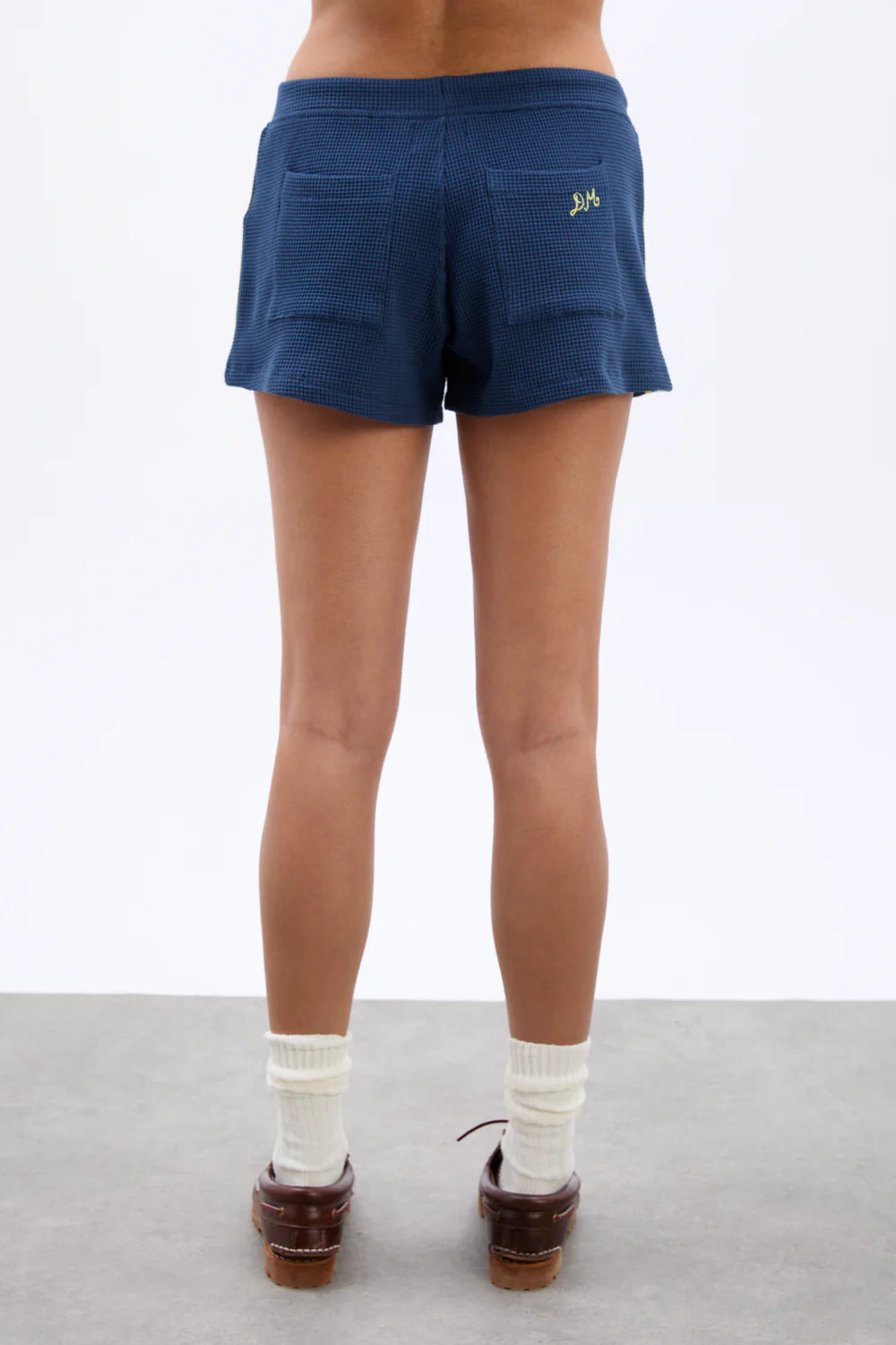 Load image into Gallery viewer, Pippa Waffle Short Navy/Yellow
