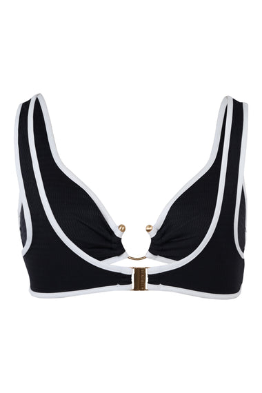 Beach Bound Ring Front Tank Bikini Top Black