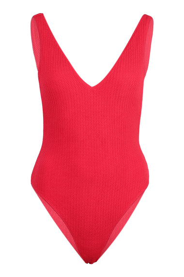 Deep V Neck One Piece Chili Red