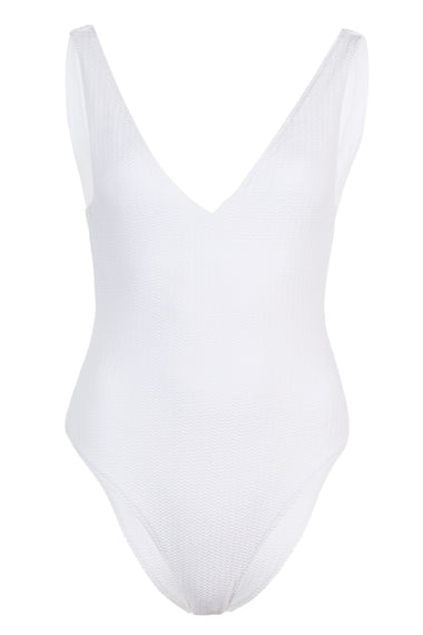 Deep V Neck One Piece White
