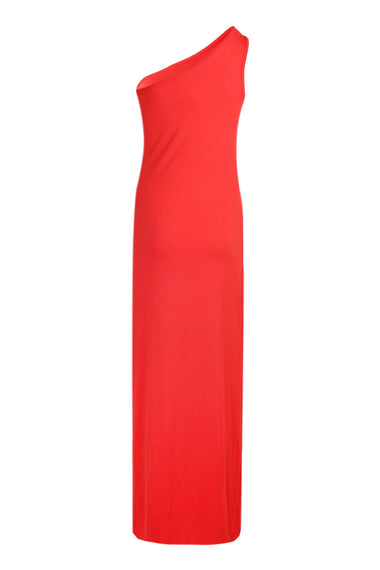 Jersey Rib One Shoulder Dress Flame