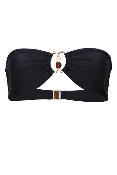 Palermo Ring Front Bandeau Bikini Top Black