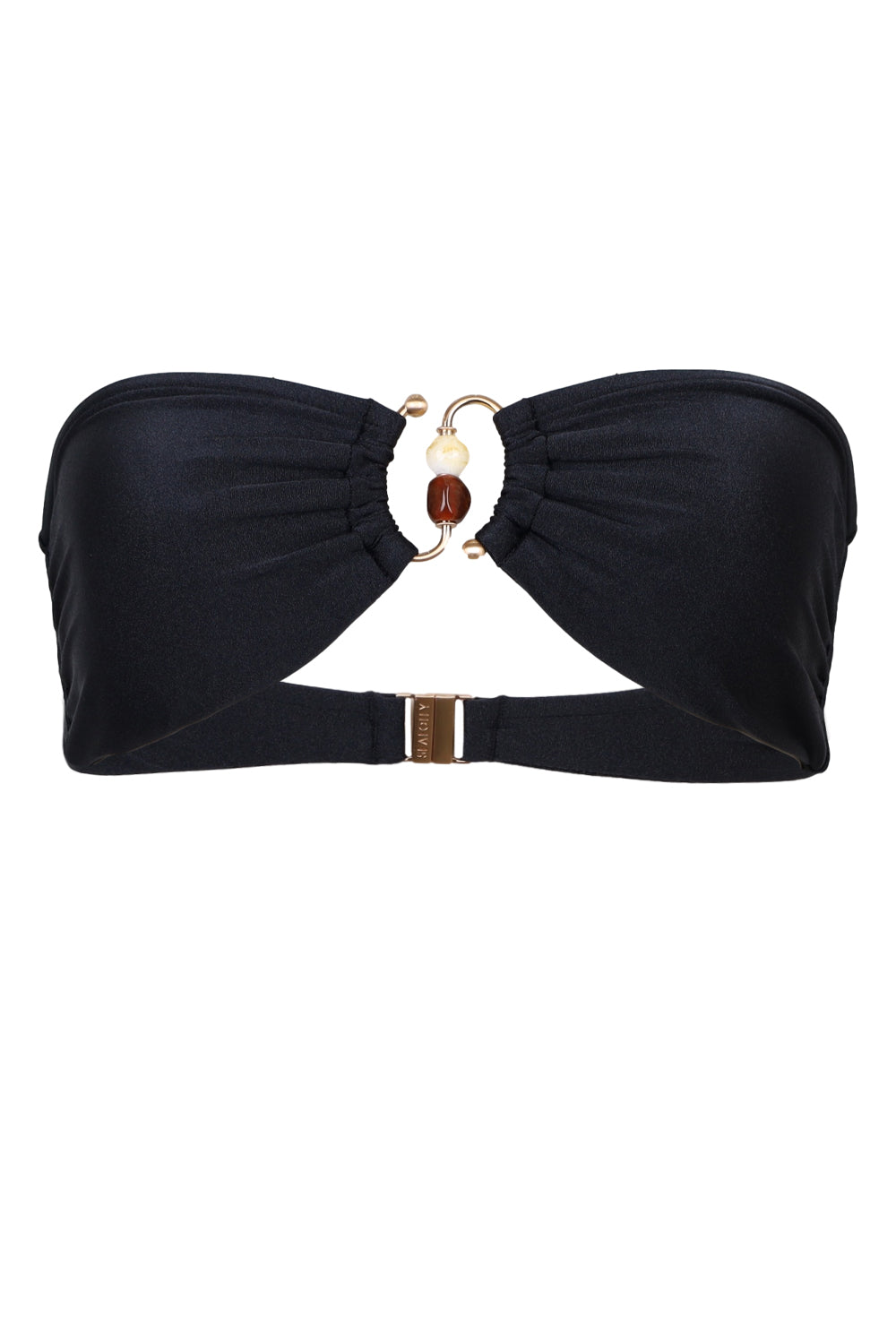 Load image into Gallery viewer, Palermo Ring Front Bandeau Bikini Top Black
