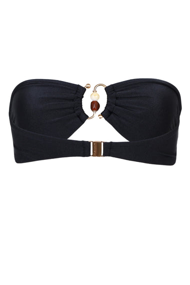 Palermo Ring Front Bandeau Bikini Top Black