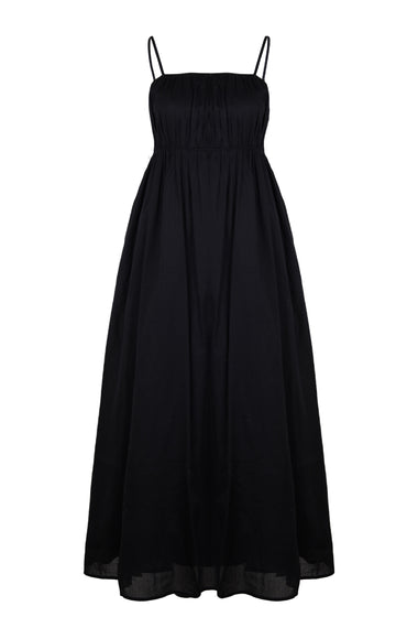 Piped Maxi Dress Black