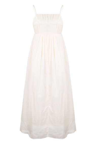 Piped Maxi Dress Ecru