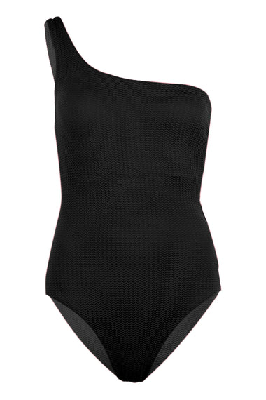 Sea Dive One Shoulder One Piece Black