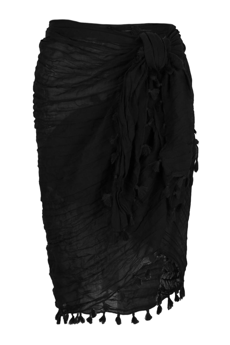Textured Cotton Beach Wrap Black