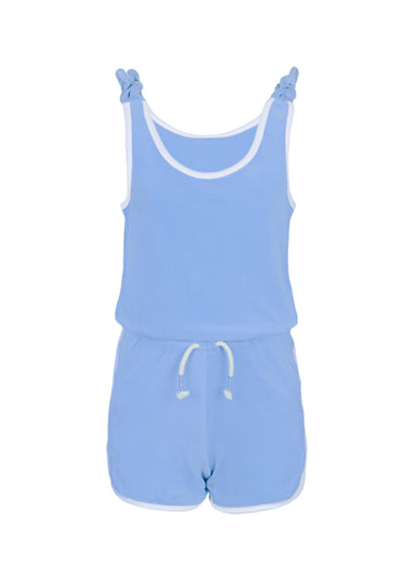 Blue Terry Girls Active Romper