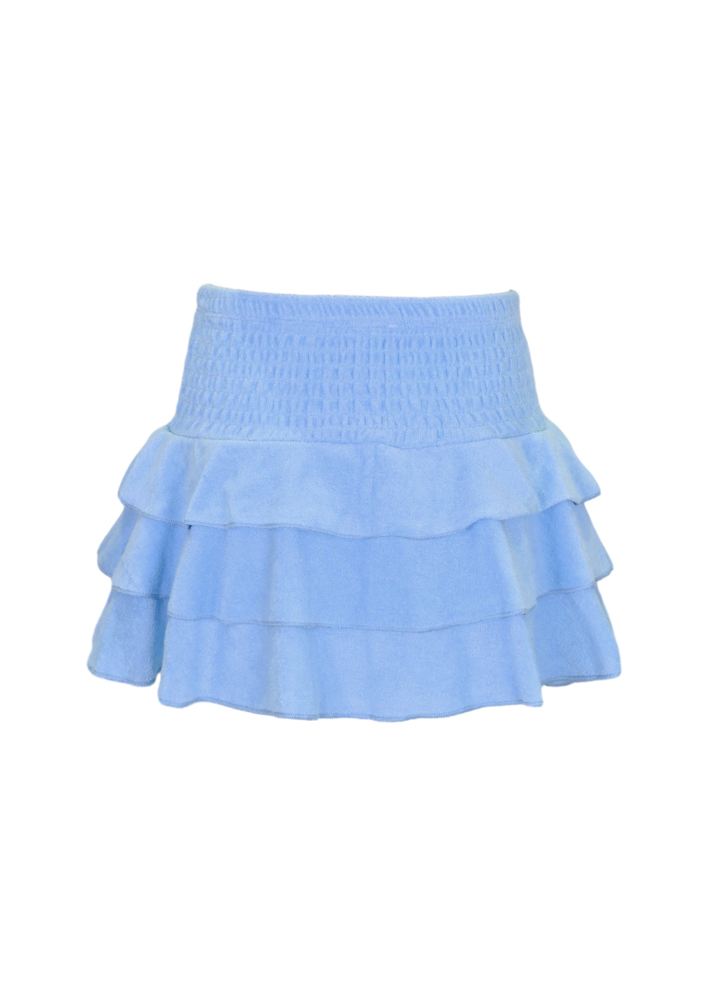 Blue Terry Girls Smocked Skirt
