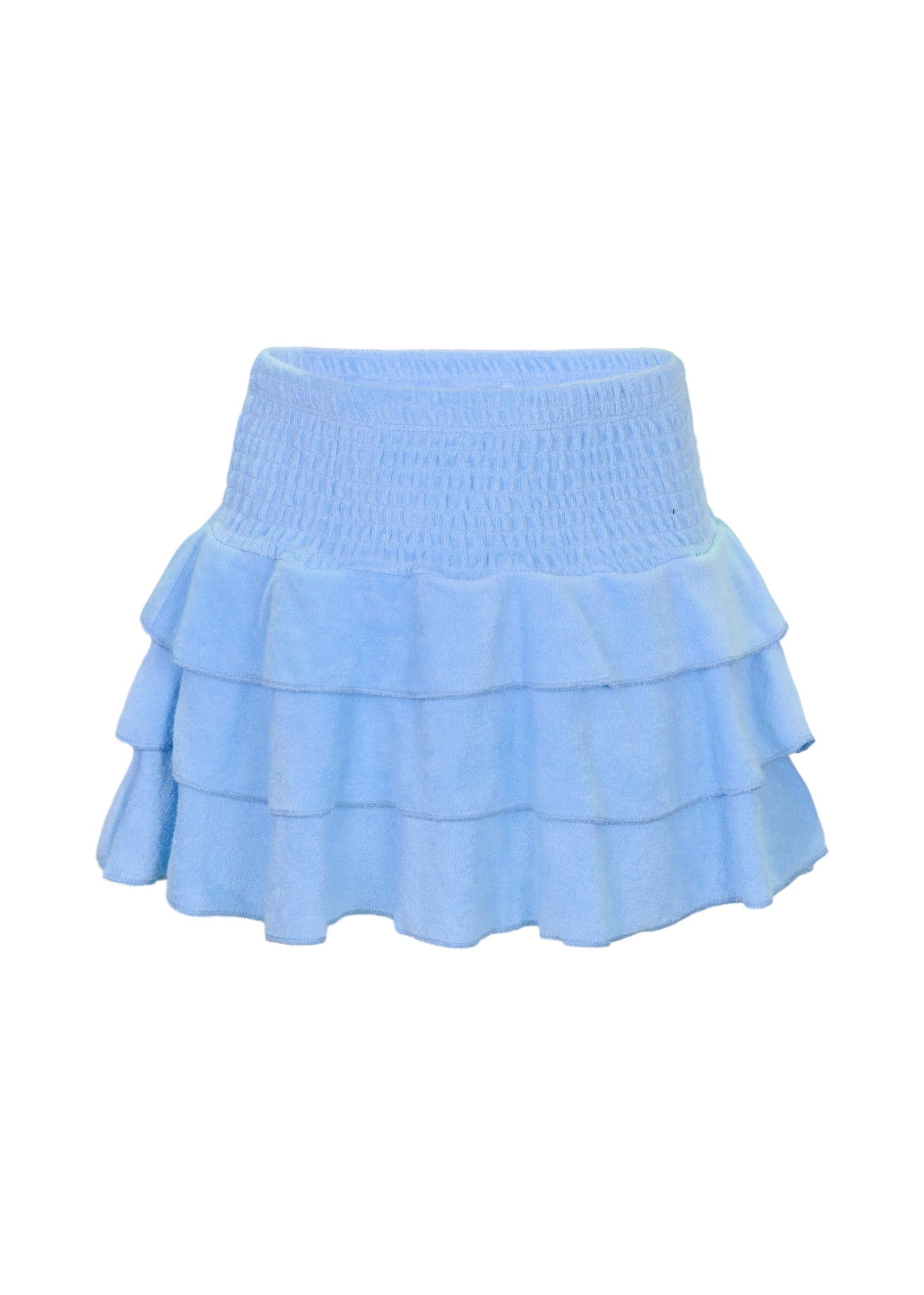 Blue Terry Girls Smocked Skirt