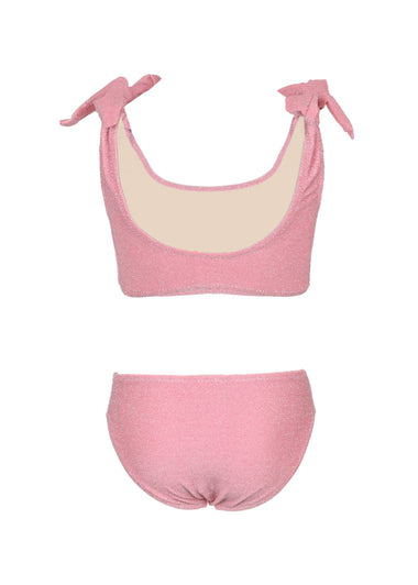 Coral Girls Shimmer Flower Two Piece Swimsuit