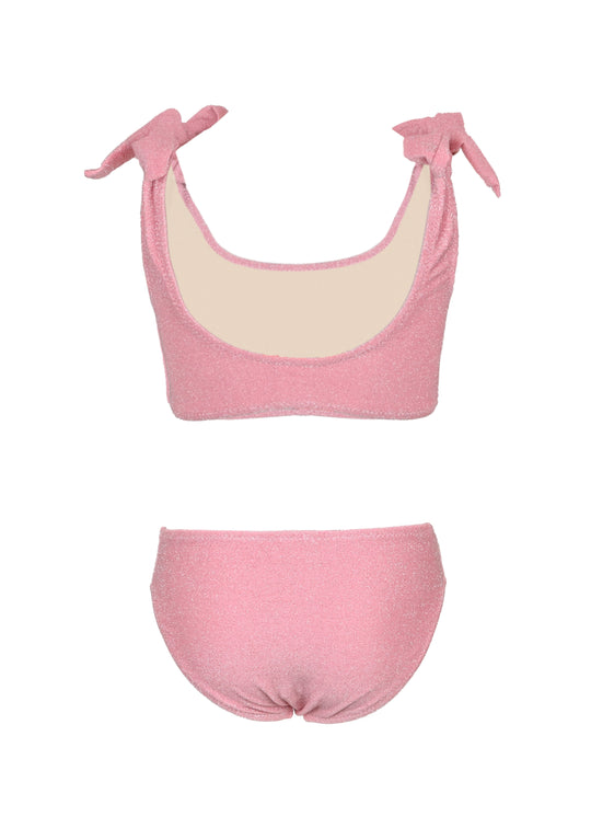 Coral Girls Shimmer Flower Two Piece Swimsuit