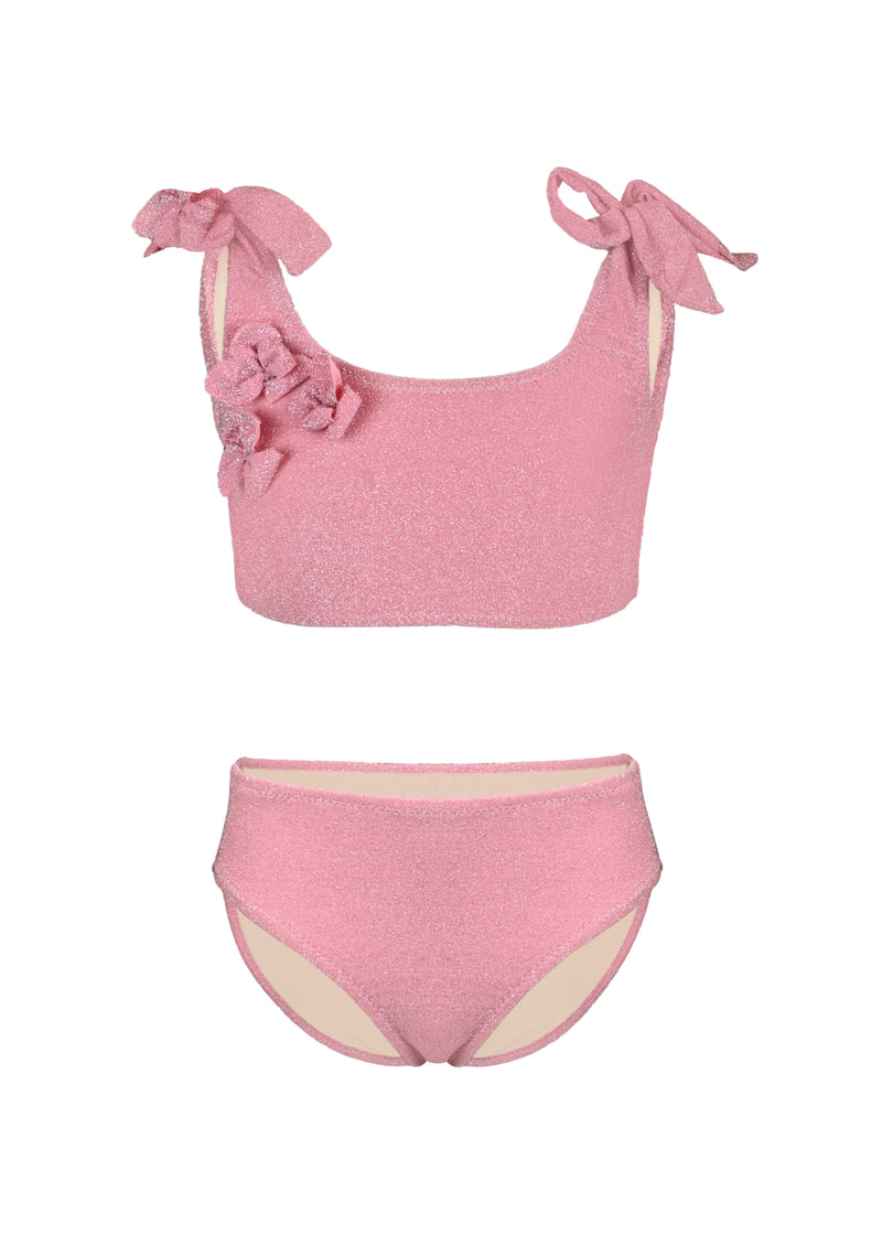Coral Girls Shimmer Flower Two Piece Swimsuit