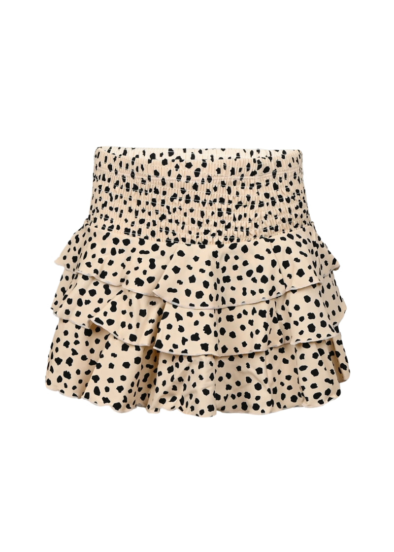 Dalmation Leopard Smocked Ruffle Active Skirt