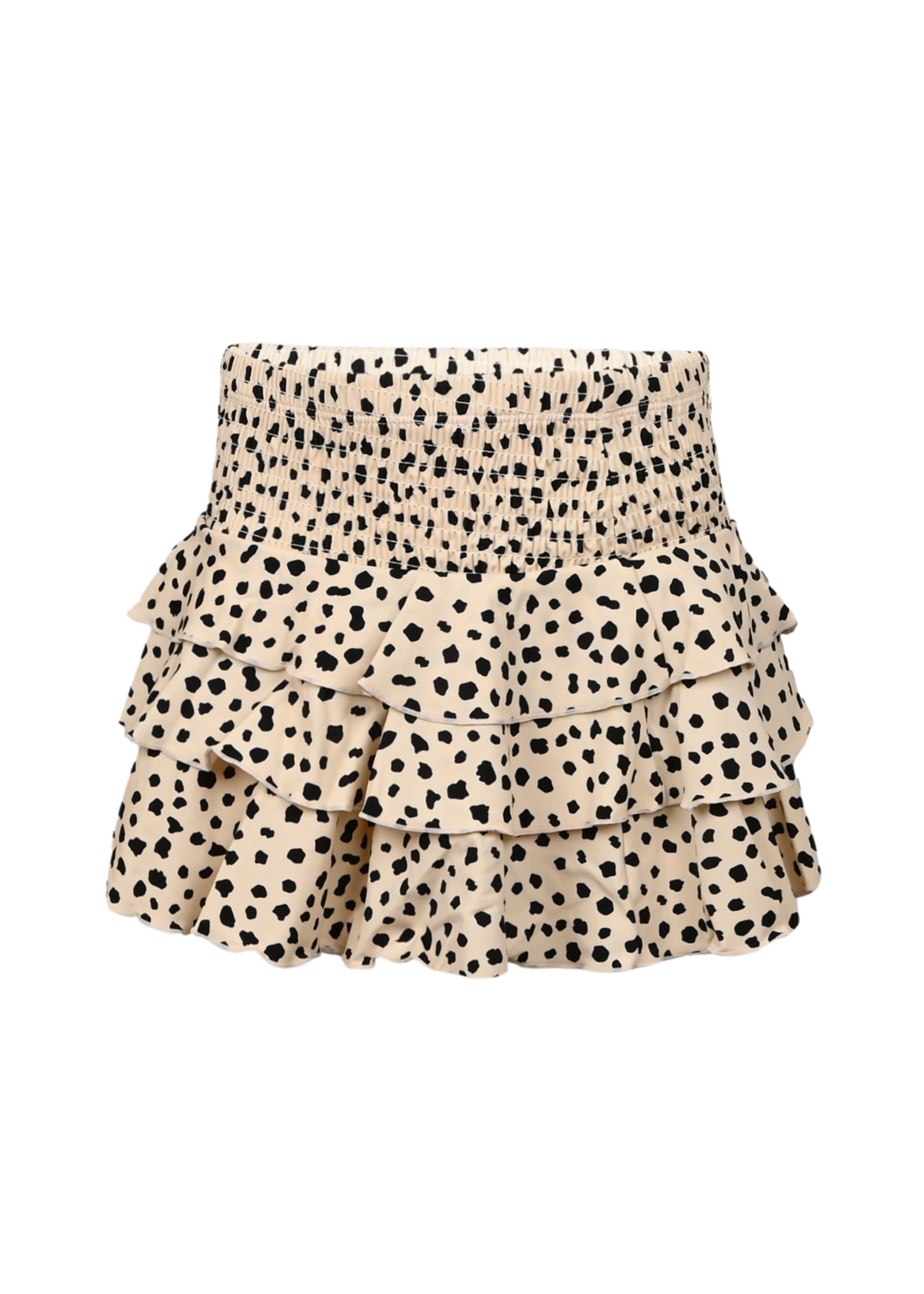 Load image into Gallery viewer, Dalmation Leopard Smocked Ruffle Active Skirt
