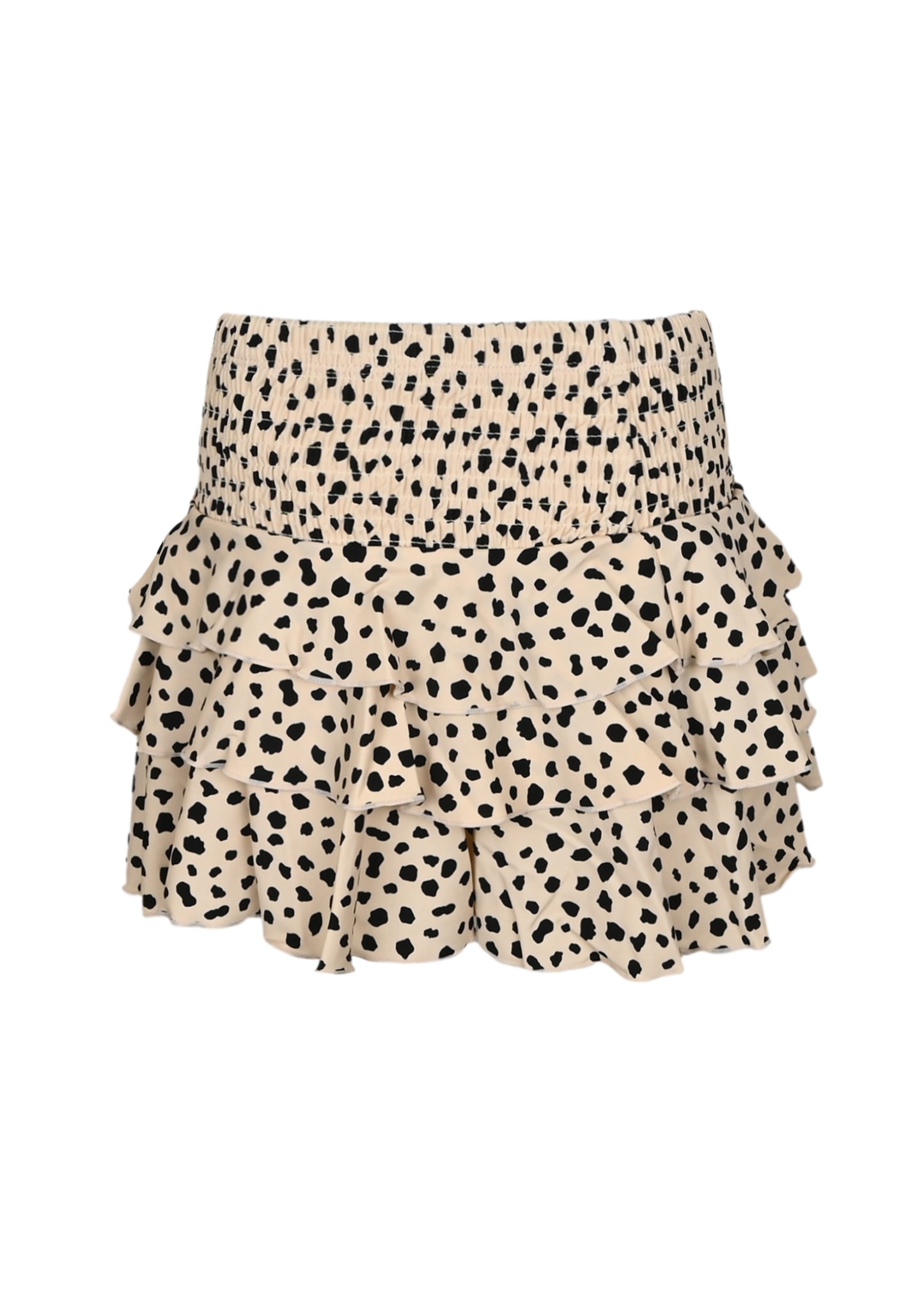 Load image into Gallery viewer, Dalmation Leopard Smocked Ruffle Active Skirt
