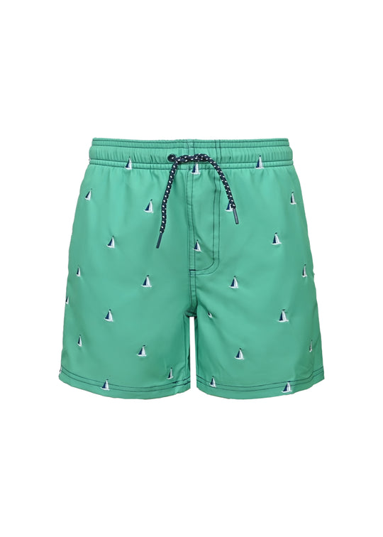 Green Sails Boys 4 Way Stretch Swim Trunks