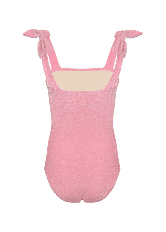 Pink Girls Shimmer Flower One Piece Swimsuit