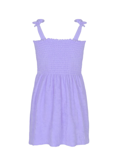 Purple Terry Girls Smocked Tank Dress