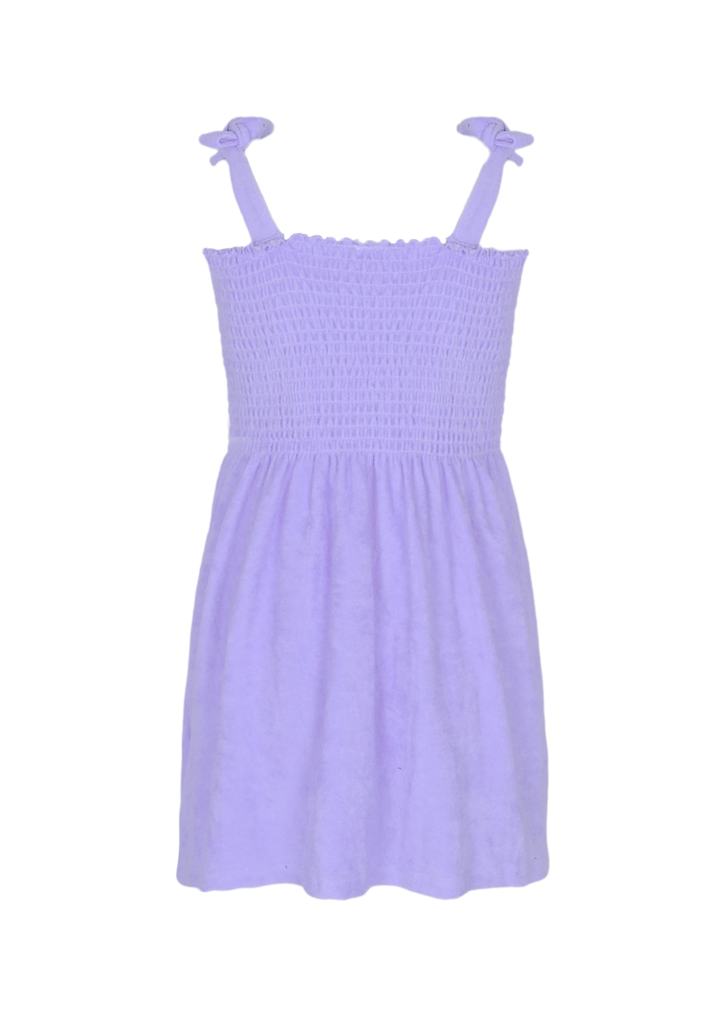Load image into Gallery viewer, Purple Terry Girls Smocked Tank Dress
