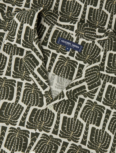 Roberto Palmeira Printed Linen Shirt Dark Olive