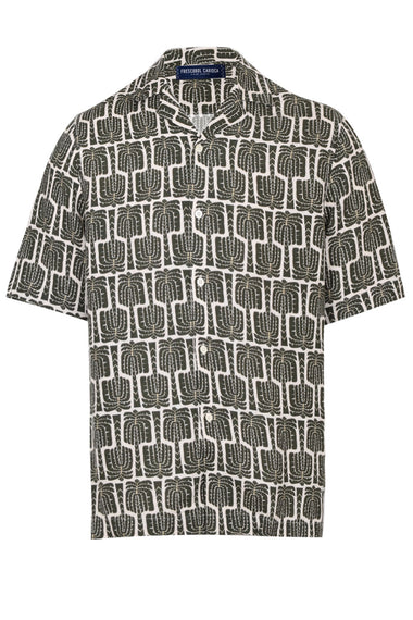 Roberto Palmeira Printed Linen Shirt Dark Olive