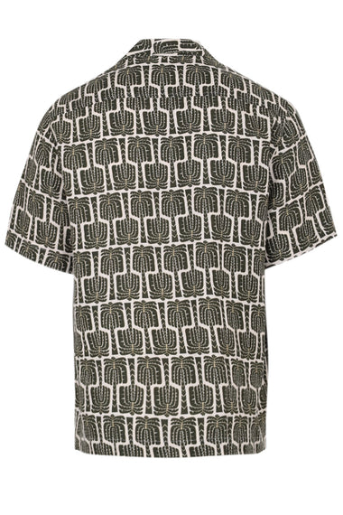 Roberto Palmeira Printed Linen Shirt Dark Olive