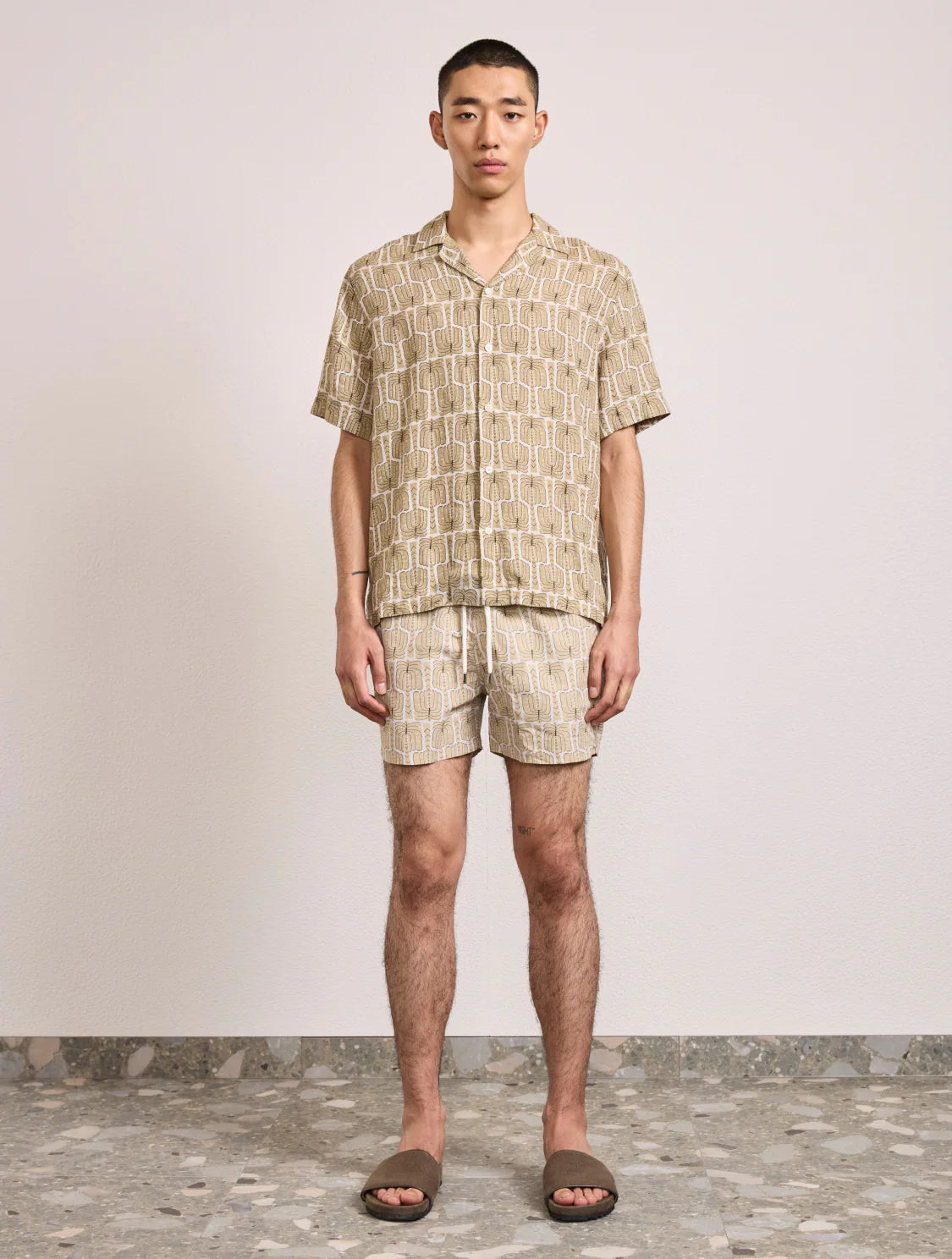 Load image into Gallery viewer, Roberto Palmeira Printed Linen Shirt Dried Moss
