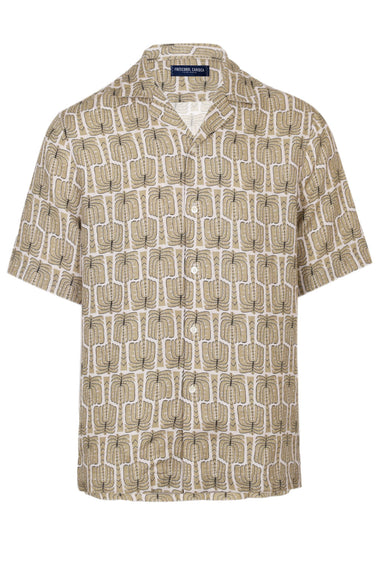 Roberto Palmeira Printed Linen Shirt Dried Moss