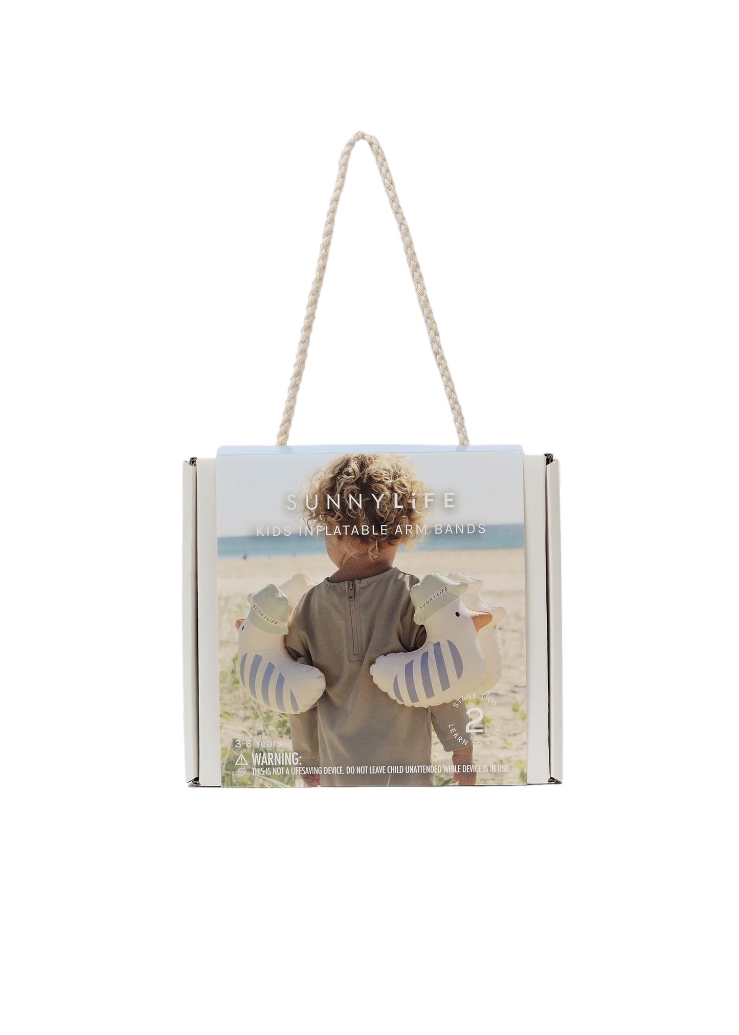 Load image into Gallery viewer, Kids Inflatable Arm Bands Sid the Seagull Blue Stripe - Arm Band
