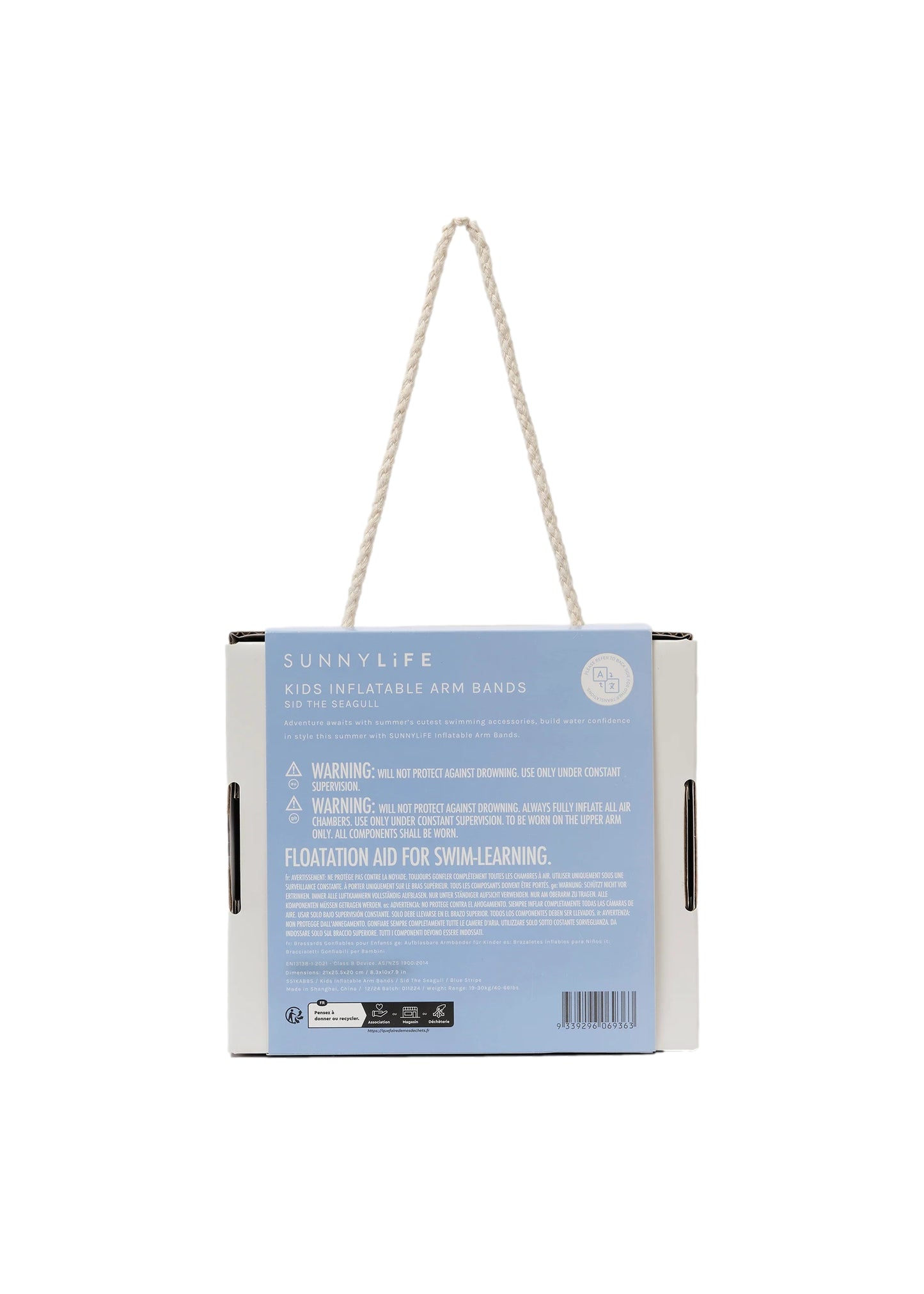 Load image into Gallery viewer, Kids Inflatable Arm Bands Sid the Seagull Blue Stripe - Arm Band
