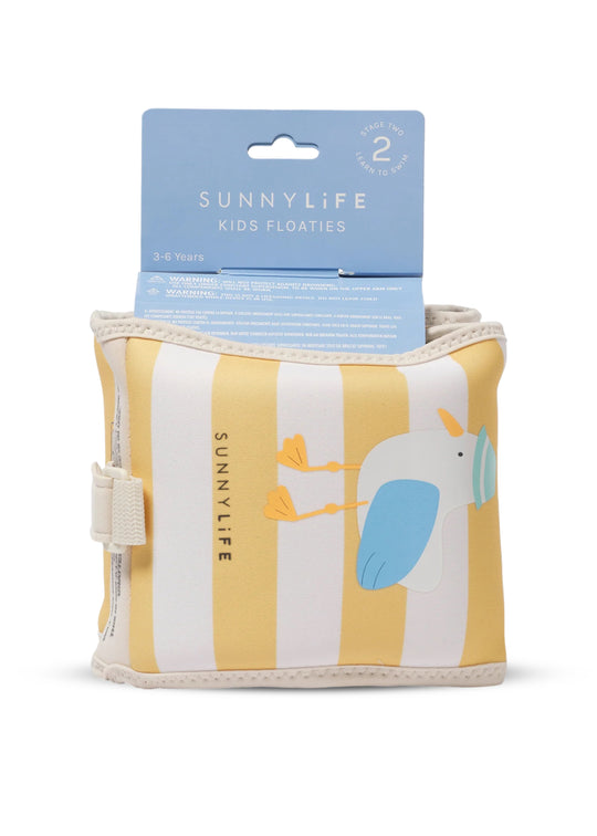 Load image into Gallery viewer, Kids Neoprene Arm Bands Sid the Seagull Mustard Stripe - Arm Band
