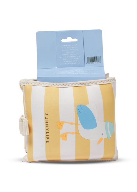 Load image into Gallery viewer, Kids Neoprene Arm Bands Sid the Seagull Mustard Stripe - Arm Band
