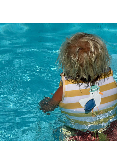 Kids Swim Vest Sid the Seagull Mustard Stripe - Swim Vest