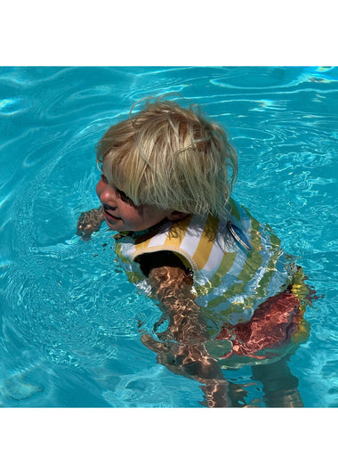 Kids Swim Vest Sid the Seagull Mustard Stripe - Swim Vest
