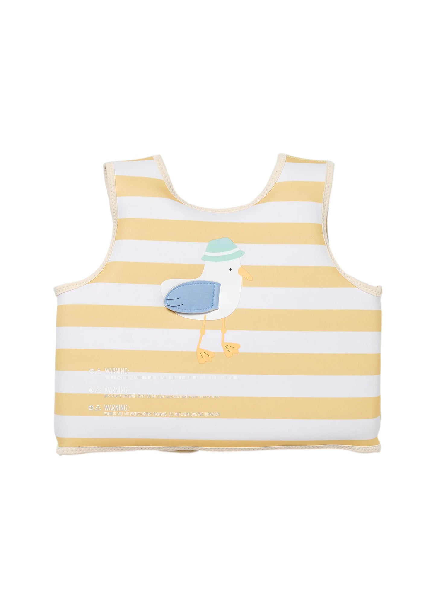 Load image into Gallery viewer, Kids Swim Vest Sid the Seagull Mustard Stripe - Swim Vest
