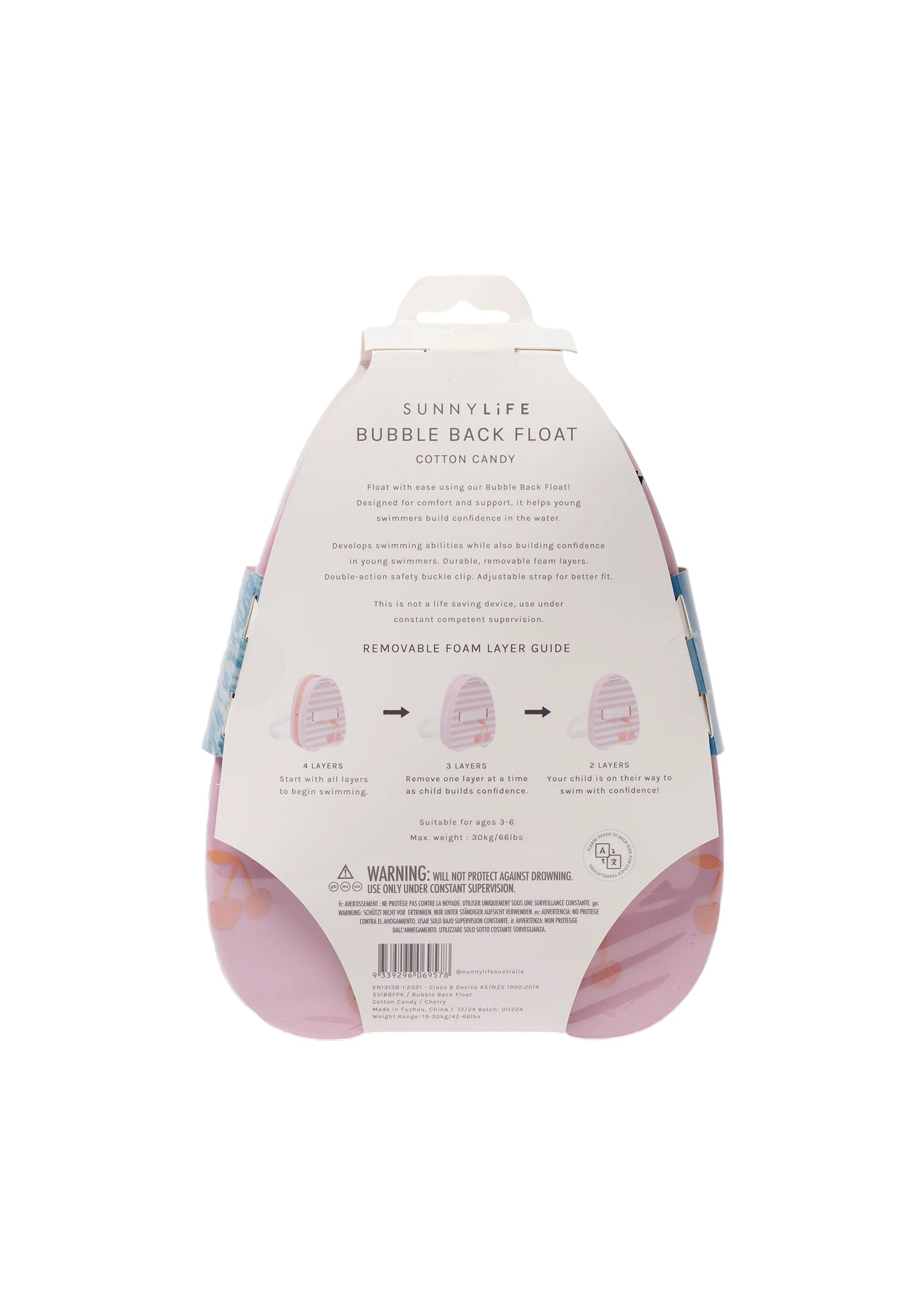 Load image into Gallery viewer, Bubble Back Float Cotton Candy Cherry - Pool Inflatable
